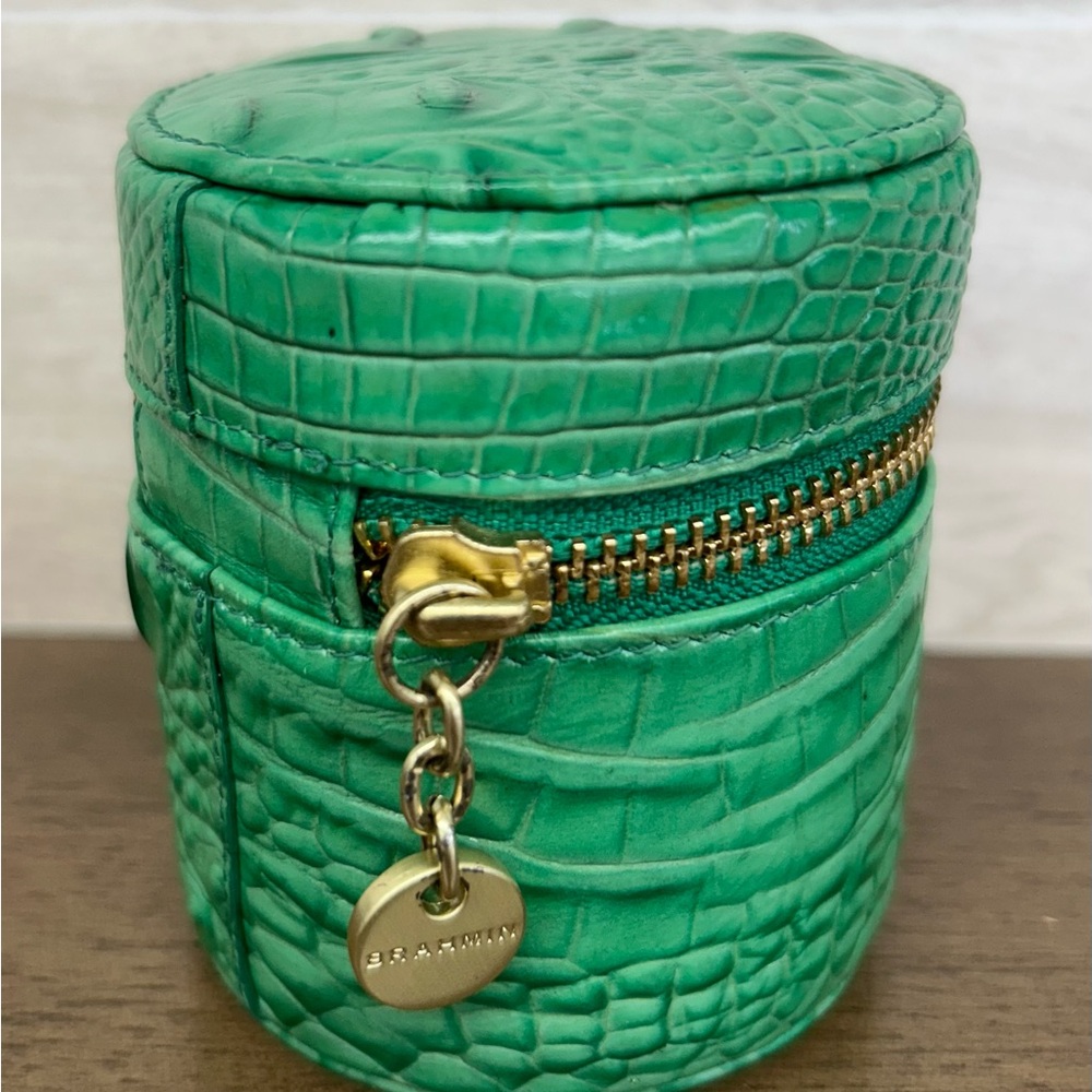 Brahmin Green Crocodile Leather Travel Jewelry Case 
Rare
Embossed leather